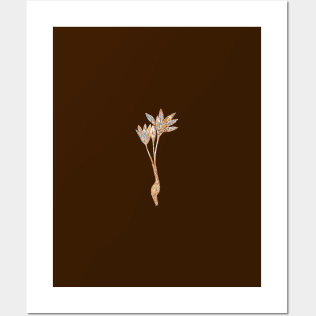 Gold Prism Mosaic Autumn Crocus Botanical Illustration Wall Art by Holy Rock Design